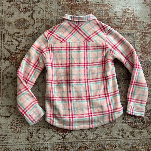 Eddie Bauer plaid print button down fleece jacket - Picture 3 of 5